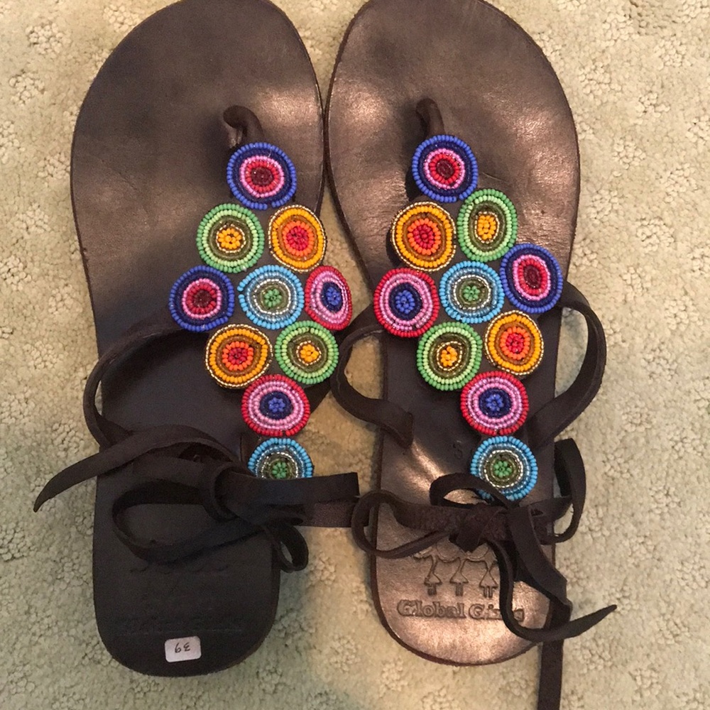 COPY - Golden Girls Beaded Ankle straps Sandals Size 39 Never worn